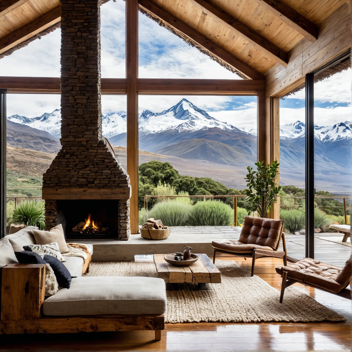 La esencia del hogar en las montañas chilenas: Diseño interior con armonía natural