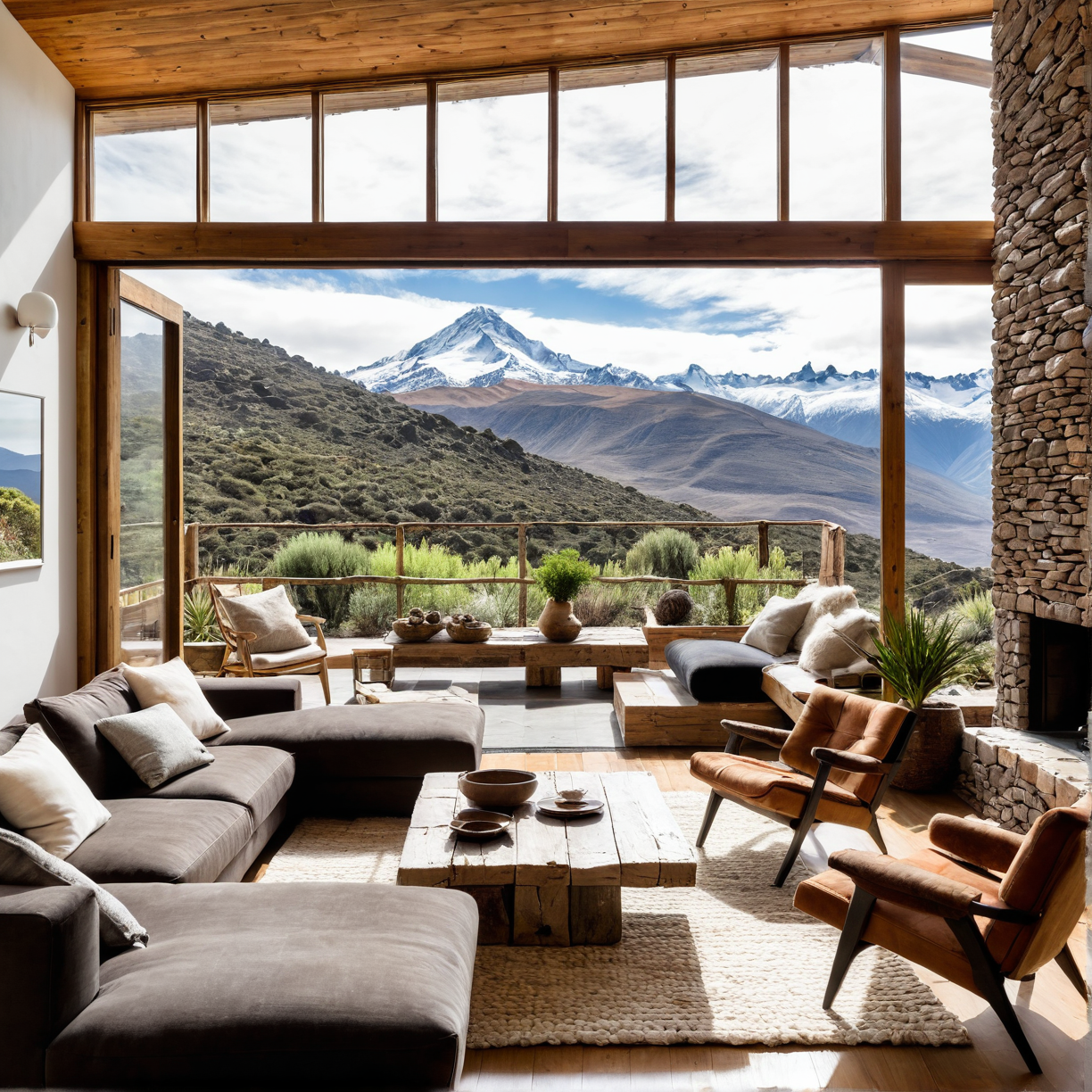 La esencia del hogar en las montañas chilenas: Diseño interior con armonía natural